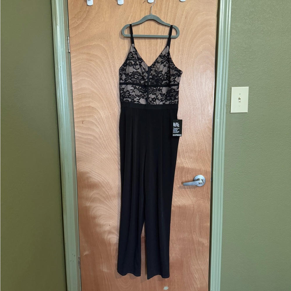 Express Black and Cream Stretchy Jumpsuit - read description for size info